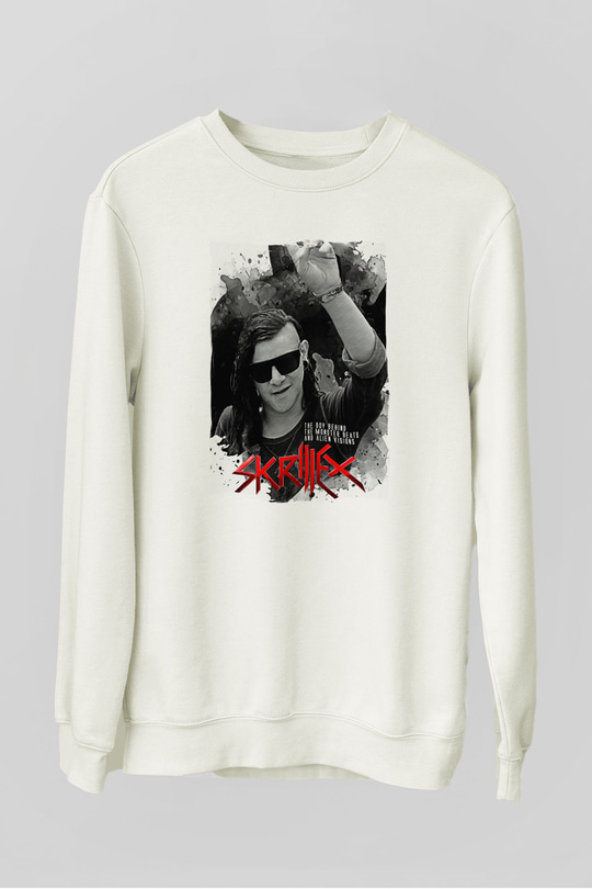 Skrillex Beyaz Unisex Sweatshirt