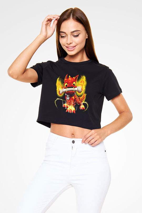 Skylanders Siyah Crop Top Tişört