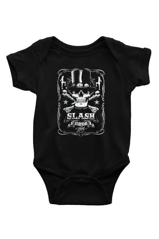 Slash Baskılı Siyah Bebek Body - Zıbın