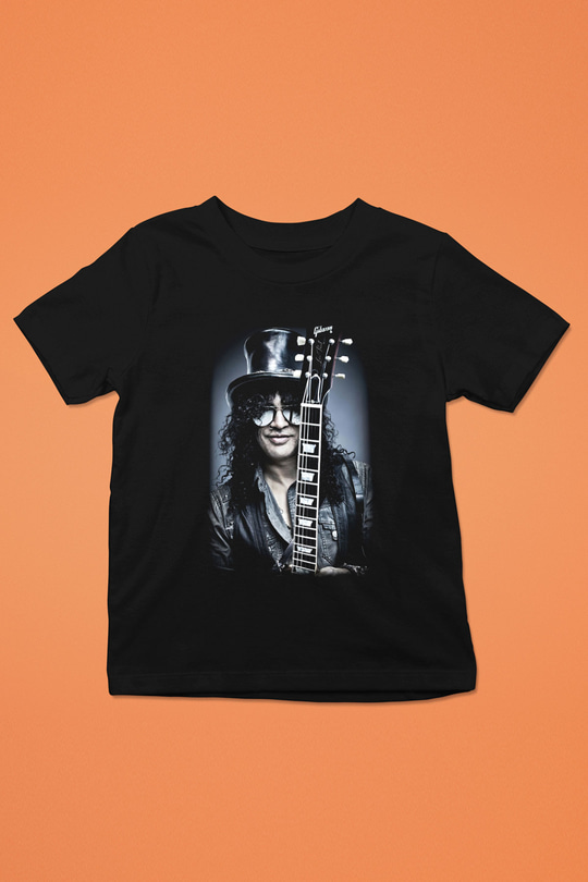 Slash Baskılı Siyah Unisex Çocuk Tişört