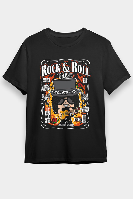 Slash Baskılı Unisex Siyah Tişört