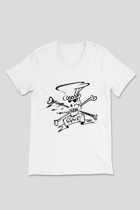 Slash Beyaz Unisex V Yaka Tişört T-Shirt