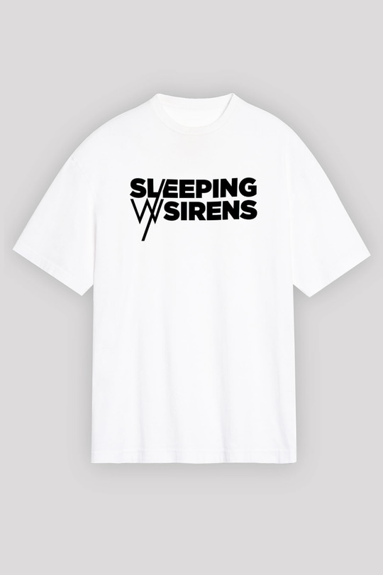 Sleeping with Sirens Beyaz Unisex Oversize Tişört T-Shirt - Oversize Tişört Fabrikası