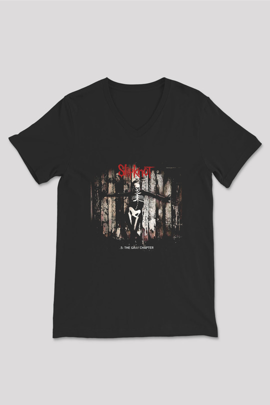 Slipknot Siyah Unisex V Yaka Tişört T-Shirt