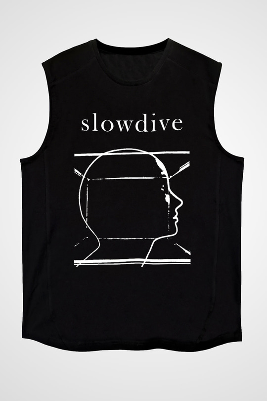 Slowdive Baskılı Unisex Siyah Kolsuz Tişört - Tshirt