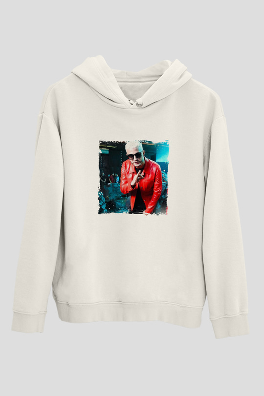SnakeBaskılı Beyaz Hoodie