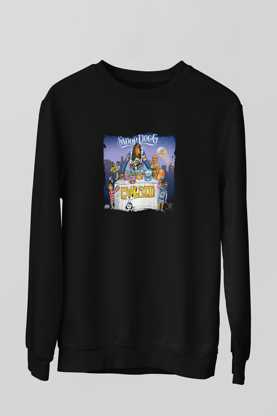 Snoop Dogg Baskılı Unisex Siyah Sweatshirt