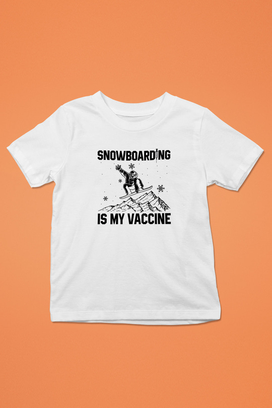 Snowboarding Baskılı Unisex Beyaz Çocuk Tişört - Tshirt