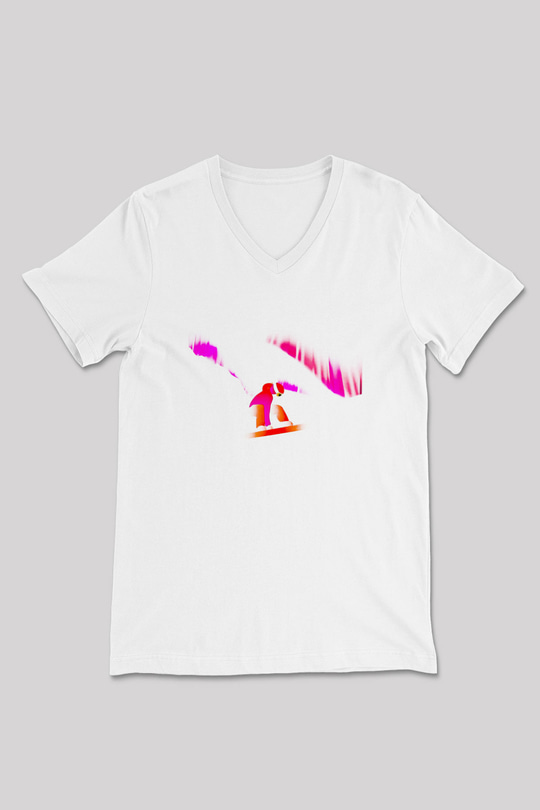 Snowboarding Baskılı Unisex V Yaka Tişört - Tshirt