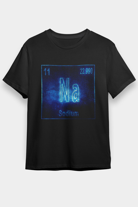 Sodyum Atom Numarası Baskılı Unisex Siyah Tişört