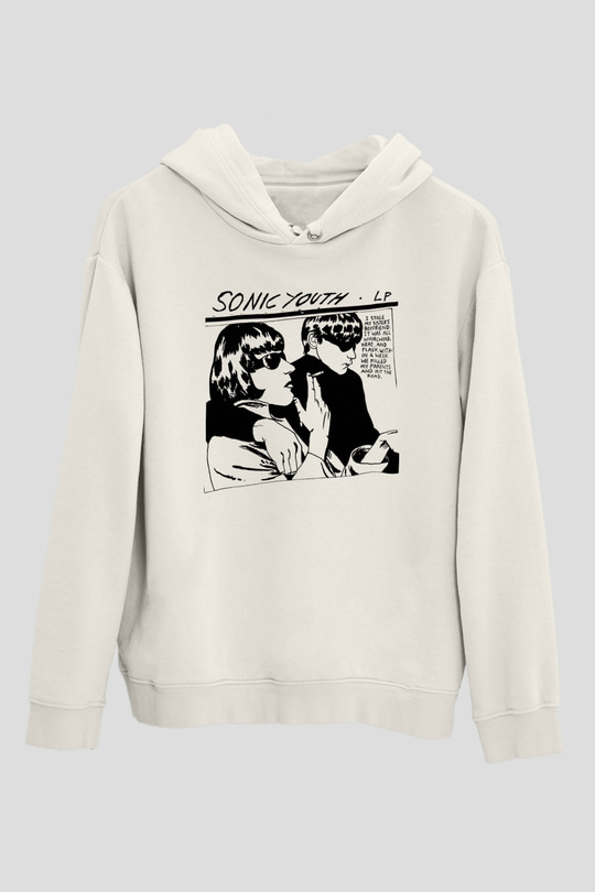 Sonic Youth Beyaz Unisex Kapşonlu Sweatshirt