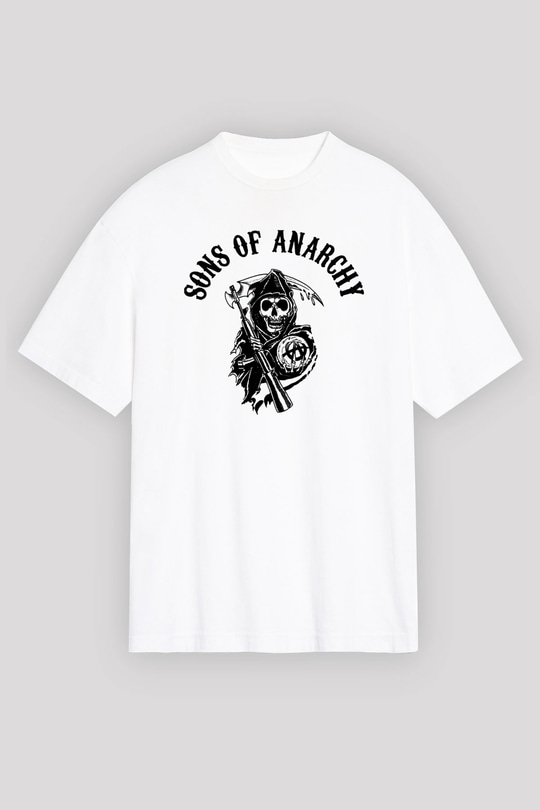 Sons of Anarchy Beyaz Unisex Oversize Tişört T-Shirt