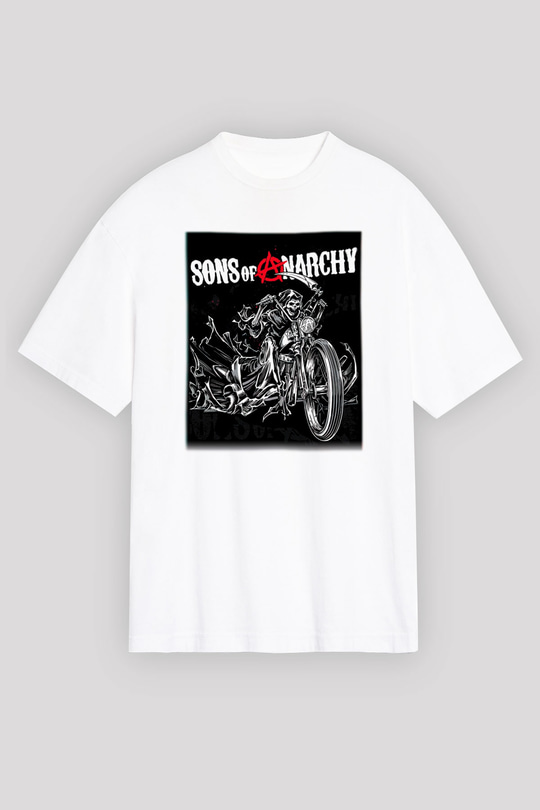 Sons of Anarchy Beyaz Unisex Oversize Tişört T-Shirt