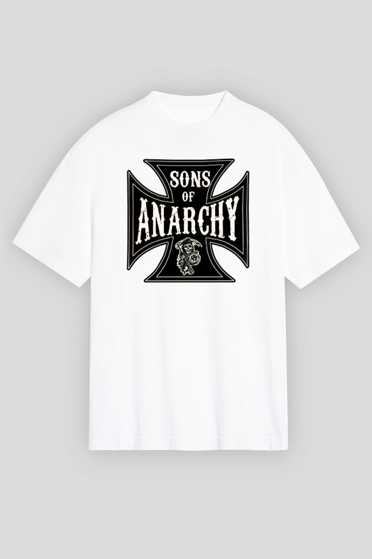Sons of Anarchy Beyaz Unisex Oversize Tişört T-Shirt