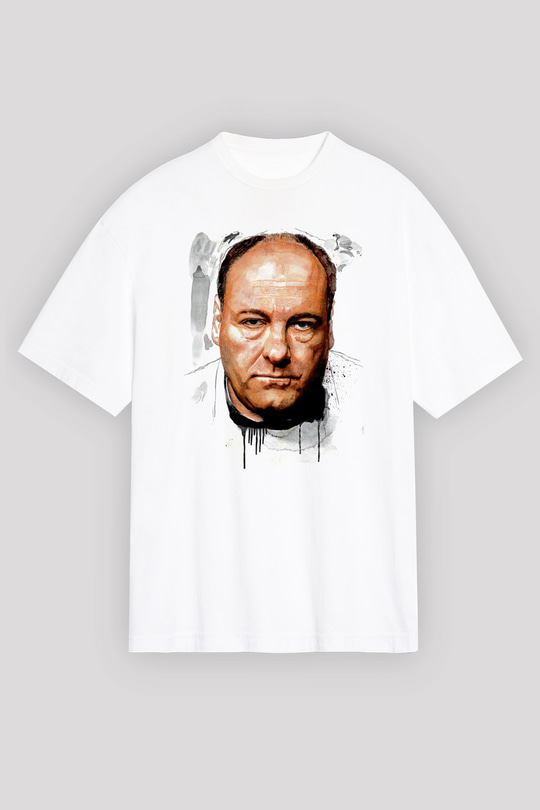 Sopranos Baskılı Beyaz Unisex Oversize Tişört - Tshirt