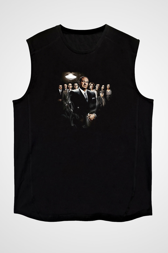 Sopranos Baskılı Unisex Siyah Kolsuz Tişört - Tshirt