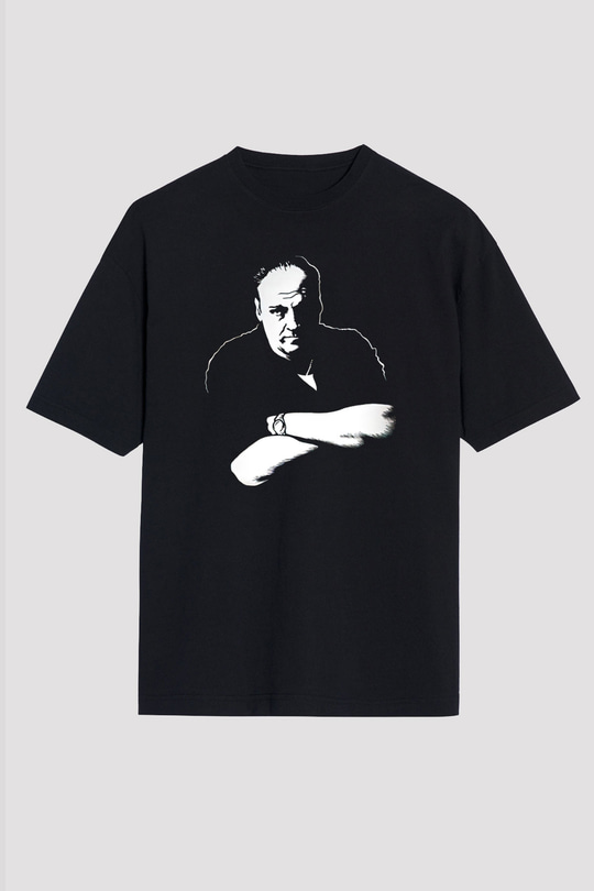 Sopranos Baskılı Unisex Siyah Oversize Tişört - Tshirt