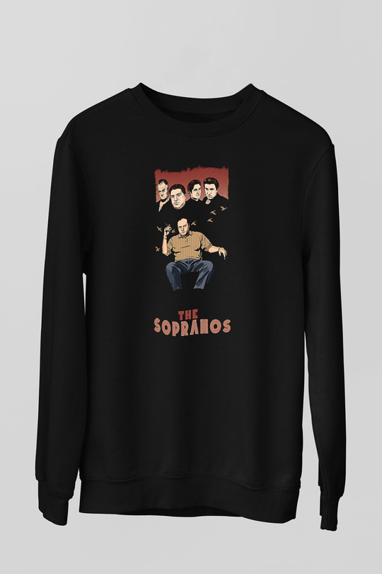 Sopranos Baskılı Unisex Siyah Sweatshirt