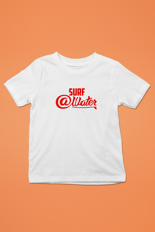 Sörf Baskılı Unisex Beyaz Çocuk Tişört - Tshirt