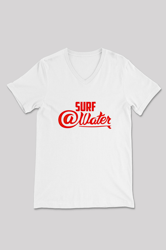 Sörf Baskılı Unisex V Yaka Tişört - Tshirt