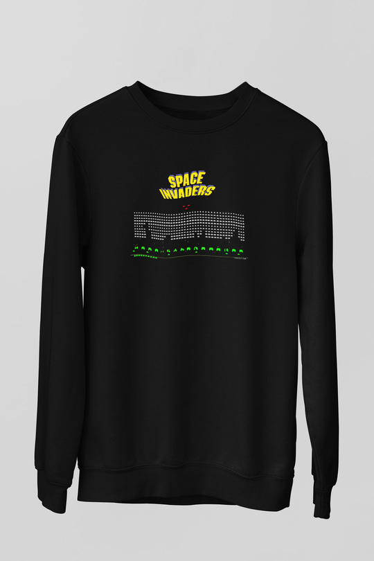 Space Invaders Siyah Unisex Sweatshirt