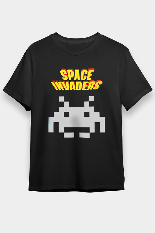 Space Invaders Siyah Unisex Tişört