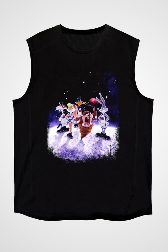 Space Jam Siyah Unisex Kolsuz Tişört