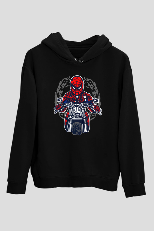 Spider Rider Baskılı Siyah Unisex Tshirt
