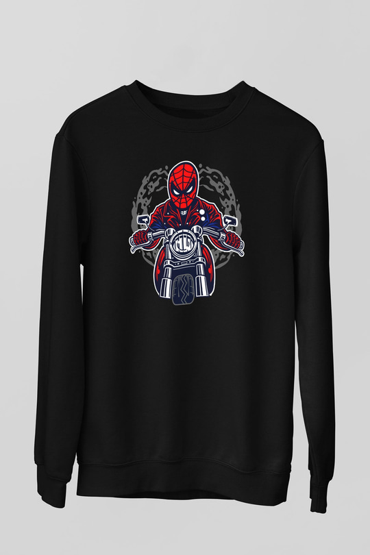Spider Rider Baskılı Siyah Unisex Tshirt