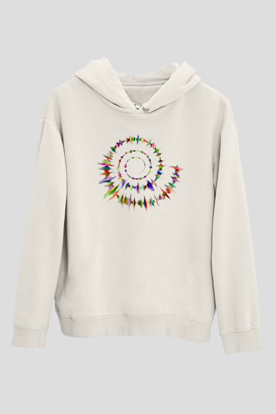 Spiral Beyaz Unisex Hoodie