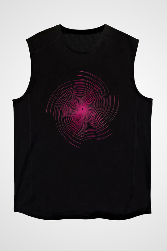 Spiral Siyah Unisex Kolsuz Tişört