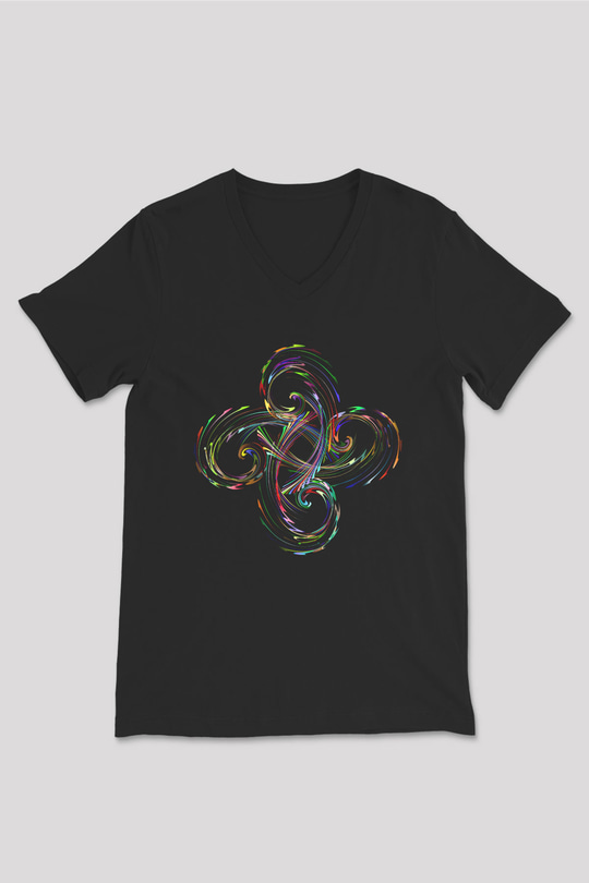 Spiral Siyah Unisex V Yaka Tişört T-Shirt