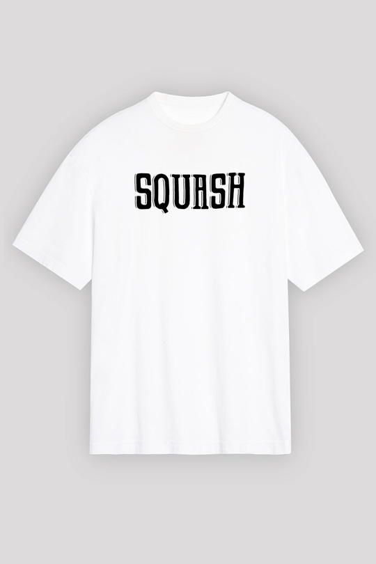 Squash Baskılı Unisex Beyaz Oversize Tişört - Tshirt