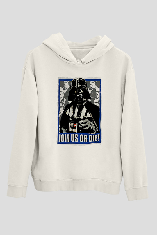 Star Wars (Dart Vader) Baskılı Beyaz Unisex Hoodie
