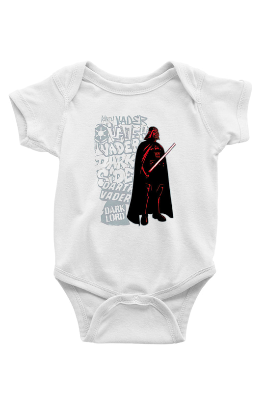 Star Wars (Dart Vader) Baskılı Beyaz Unisex Bebek Body - Zıbın