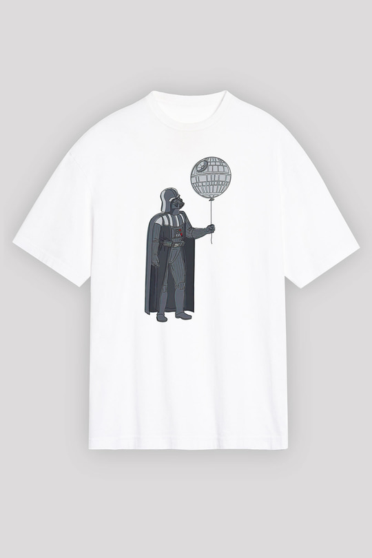 Star Wars (Dart Vader) Baskılı Beyaz Unisex Oversize Tişört - Tshirt