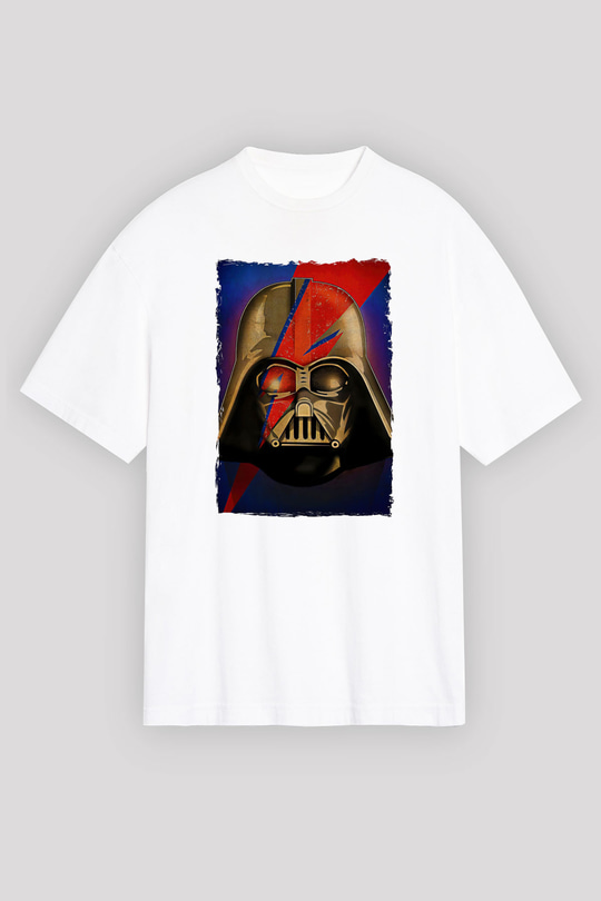 Star Wars (Dart Vader) Baskılı Beyaz Unisex Oversize Tişört - Tshirt