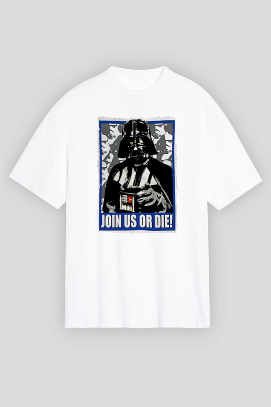 Star Wars (Dart Vader) Baskılı Beyaz Unisex Oversize Tişört - Tshirt
