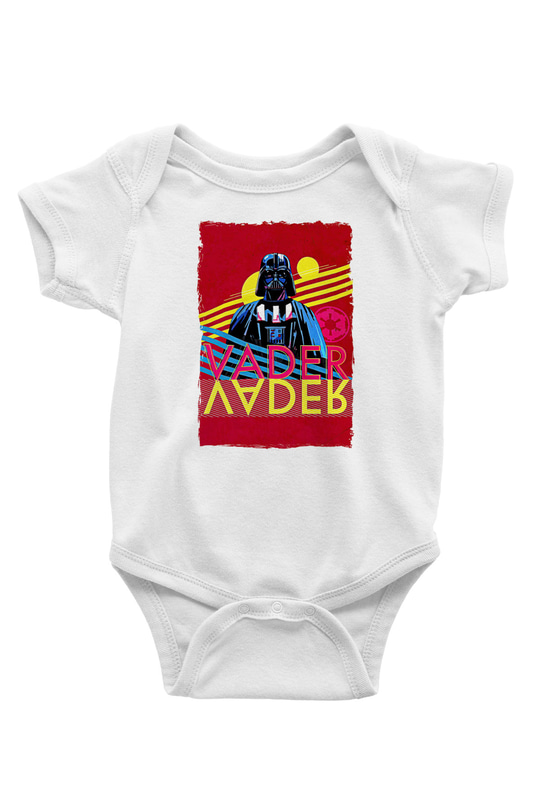 Star Wars (Dart Vader) Baskılı Beyaz Unisex Bebek Body - Zıbın