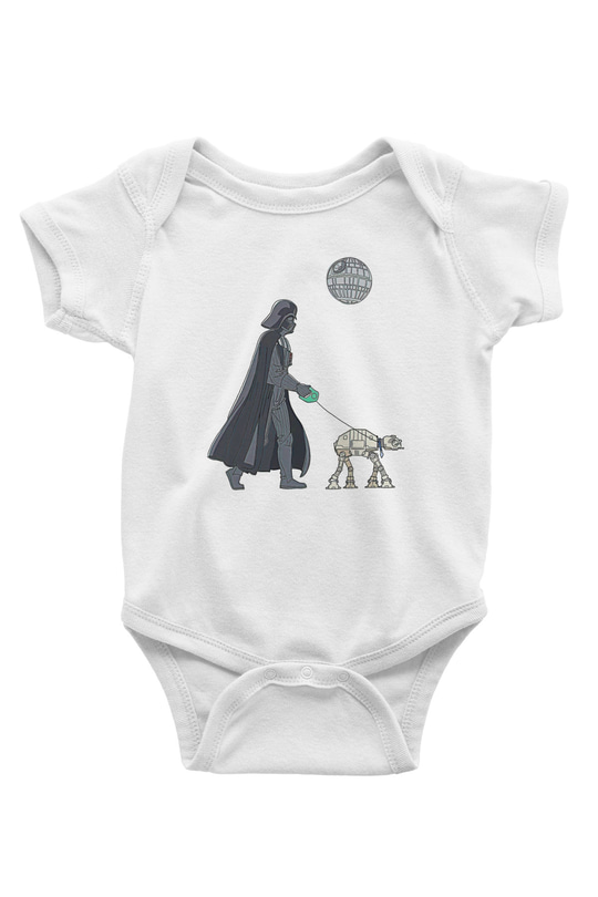 Star Wars (Dart Vader) Baskılı Beyaz Unisex Bebek Body - Zıbın