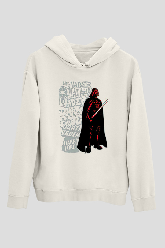 Star Wars (Dart Vader) Baskılı Beyaz Unisex Hoodie
