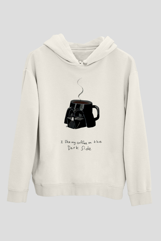 Star Wars (Dart Vader) Baskılı Beyaz Unisex Hoodie