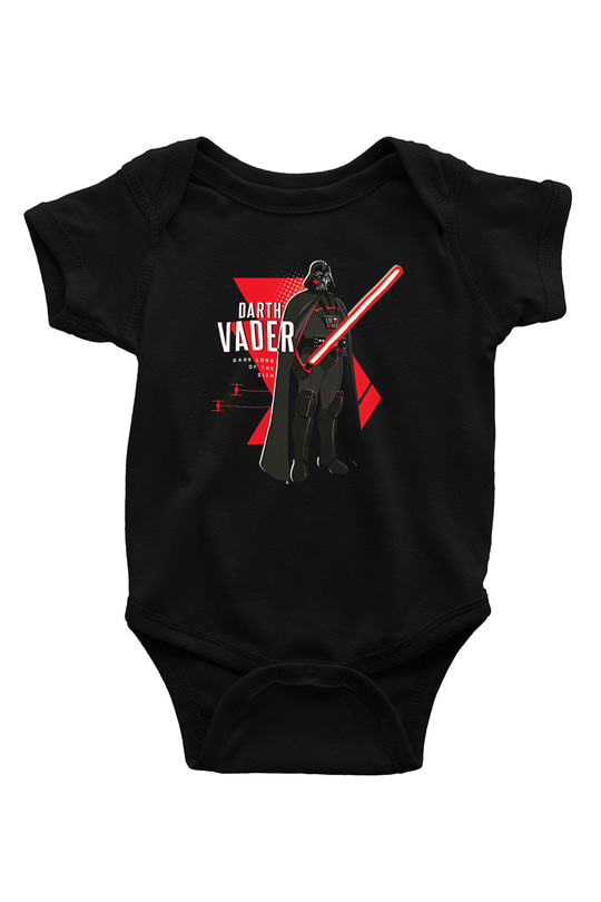 Star Wars (Dart Vader) Baskılı Unisex Siyah Bebek Body - Zıbın
