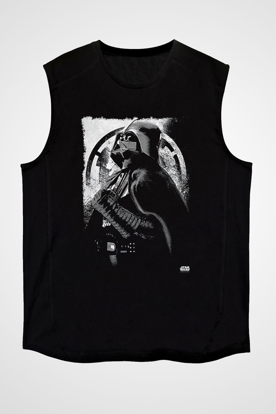 Star Wars (Dart Vader) Baskılı Unisex Siyah Kolsuz Tişört - Tshirt