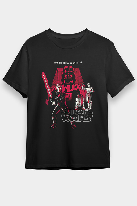 Star Wars (Dart Vader) Baskılı Unisex Siyah Tişört - Tshirt