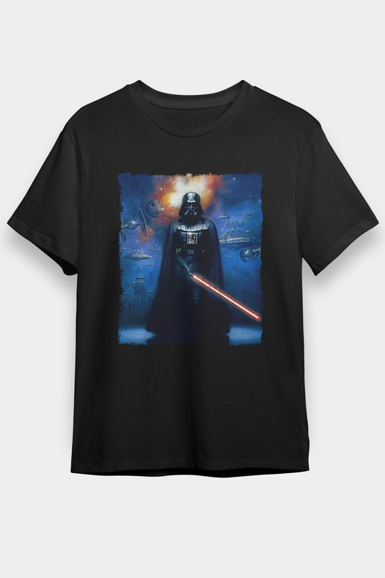 Star Wars (Dart Vader) Baskılı Unisex Siyah Tişört - Tshirt