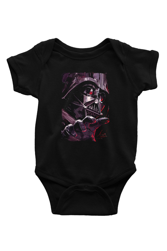 Star Wars (Dart Vader) Baskılı Unisex Siyah Bebek Body - Zıbın