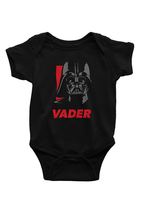 Star Wars (Dart Vader) Baskılı Unisex Siyah Bebek Body - Zıbın