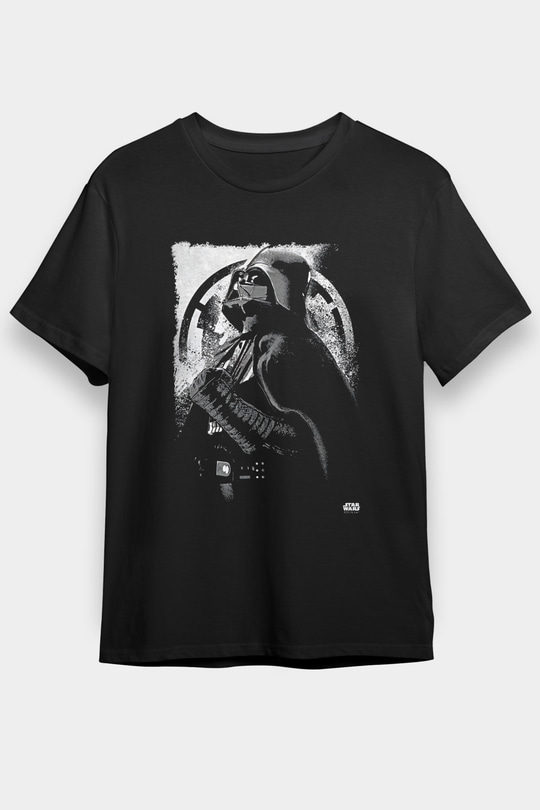 Star Wars (Dart Vader) Baskılı Unisex Siyah Tişört - Tshirt