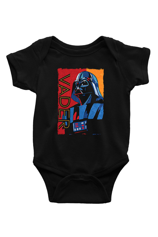 Star Wars (Dart Vader) Baskılı Unisex Siyah Bebek Body - Zıbın